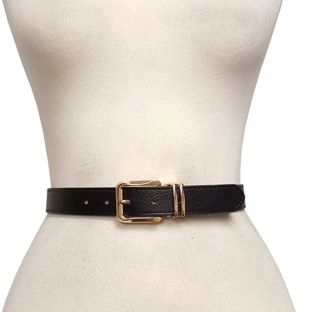 Black Belt Shiny Gold Buckle